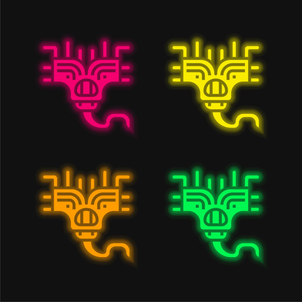 Uzaylı parlayan dört renk neon vektör simgesi - Vektör, Görsel