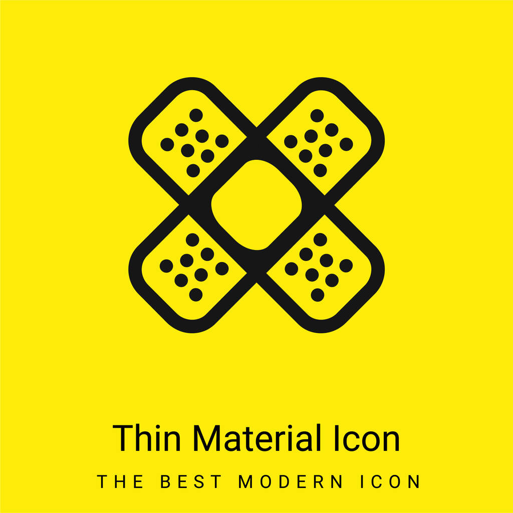 Band Aids Cross minimal bright yellow material icon - Vector, Image