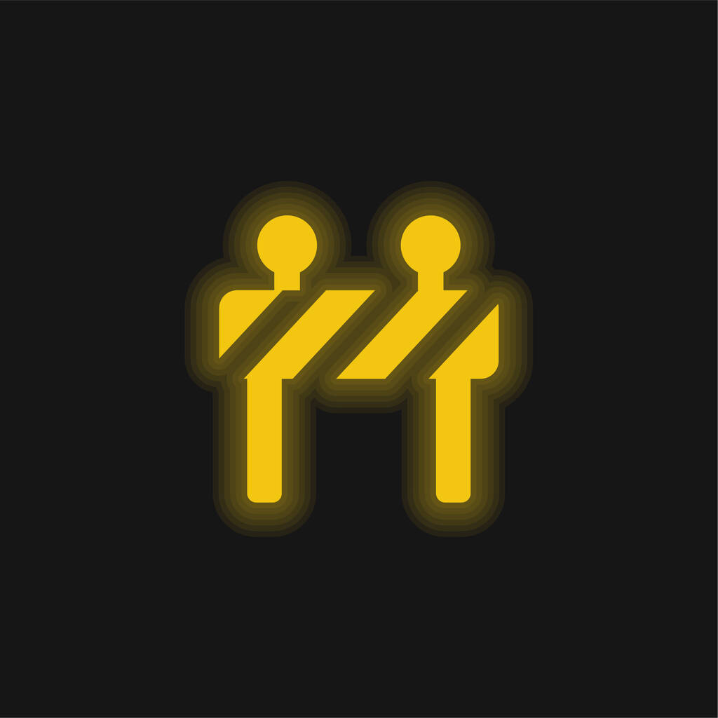 Barrier yellow glowing neon icon - Vector, Image