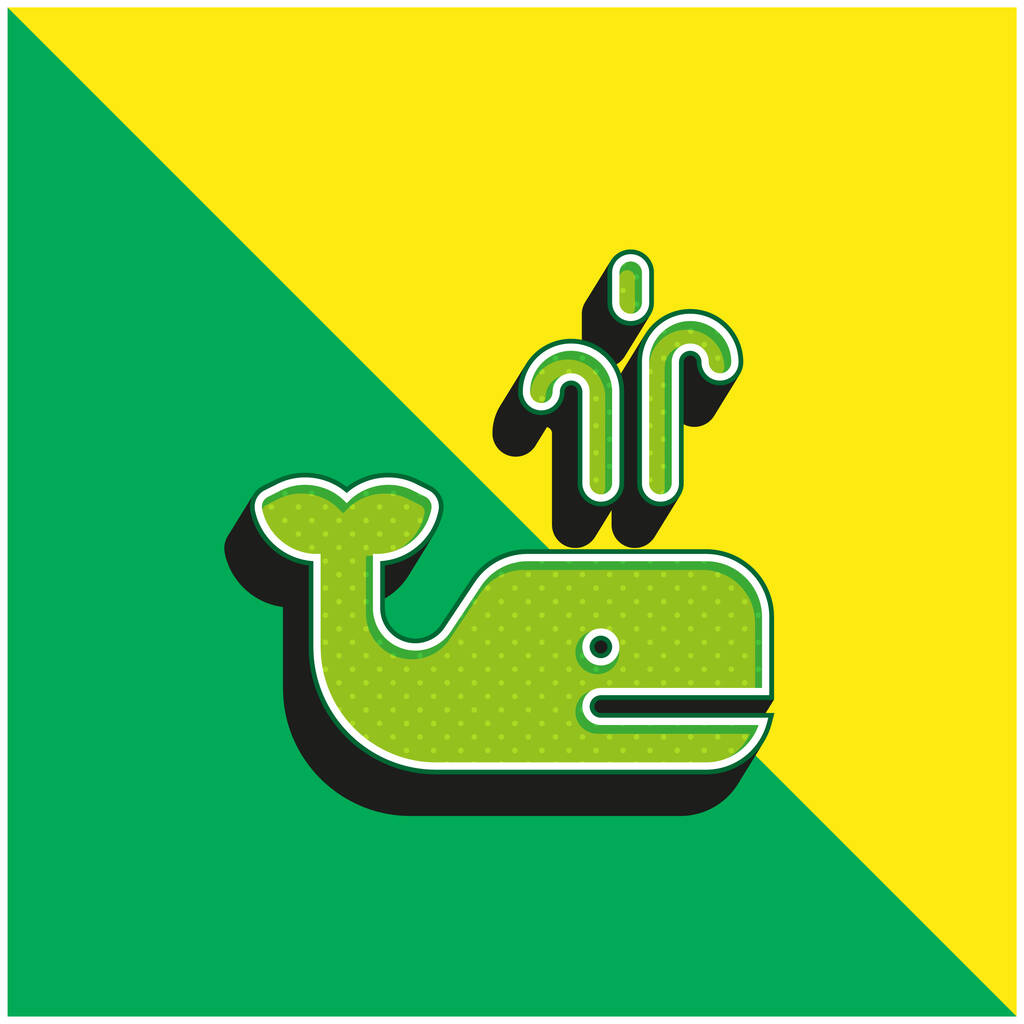 Niebieski wieloryb Zielony i żółty nowoczesny ikona wektora 3D logo - Wektor, obraz