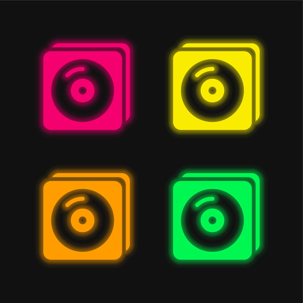 Album čtyři barvy zářící neonový vektor ikona - Vektor, obrázek