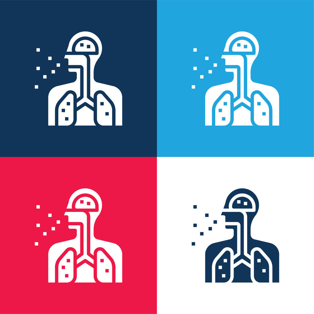 Breathe blue and red four color minimal icon set - Vector, Image