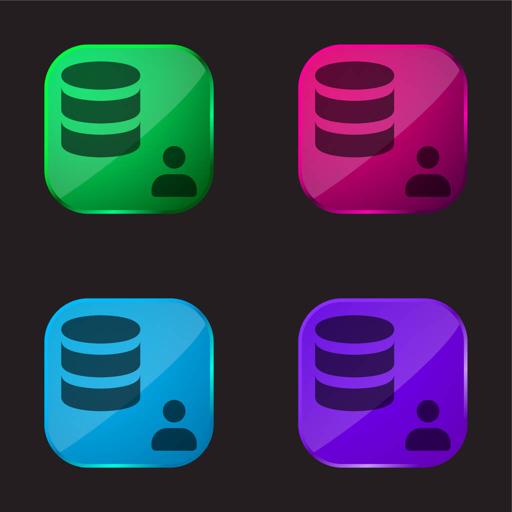 Admin four color glass button icon - Vector, Image