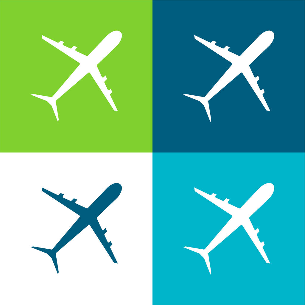 Flugzeug Flache vier Farben minimalen Symbolsatz - Vektor, Bild