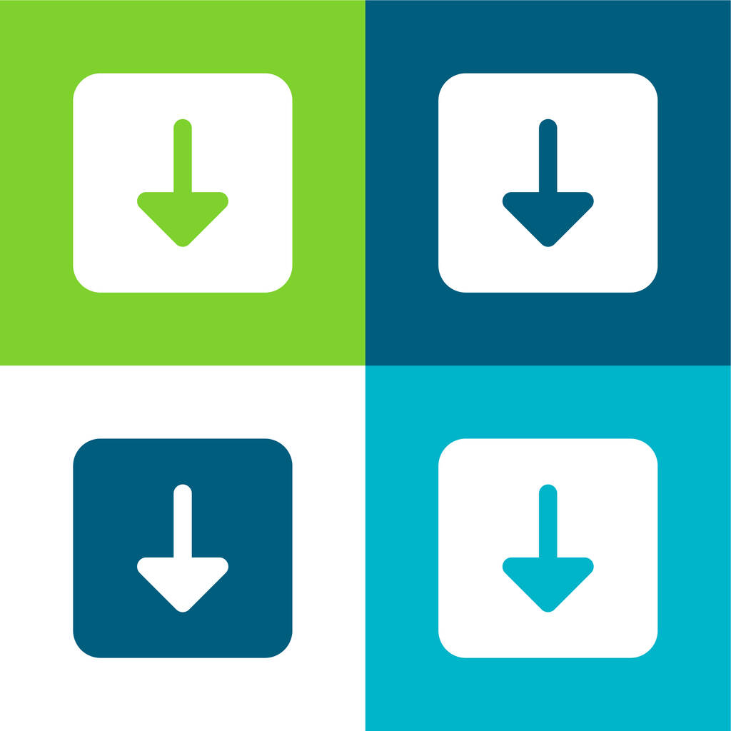 Flecha hacia abajo Plano de cuatro colores mínimo icono conjunto - Vector, imagen