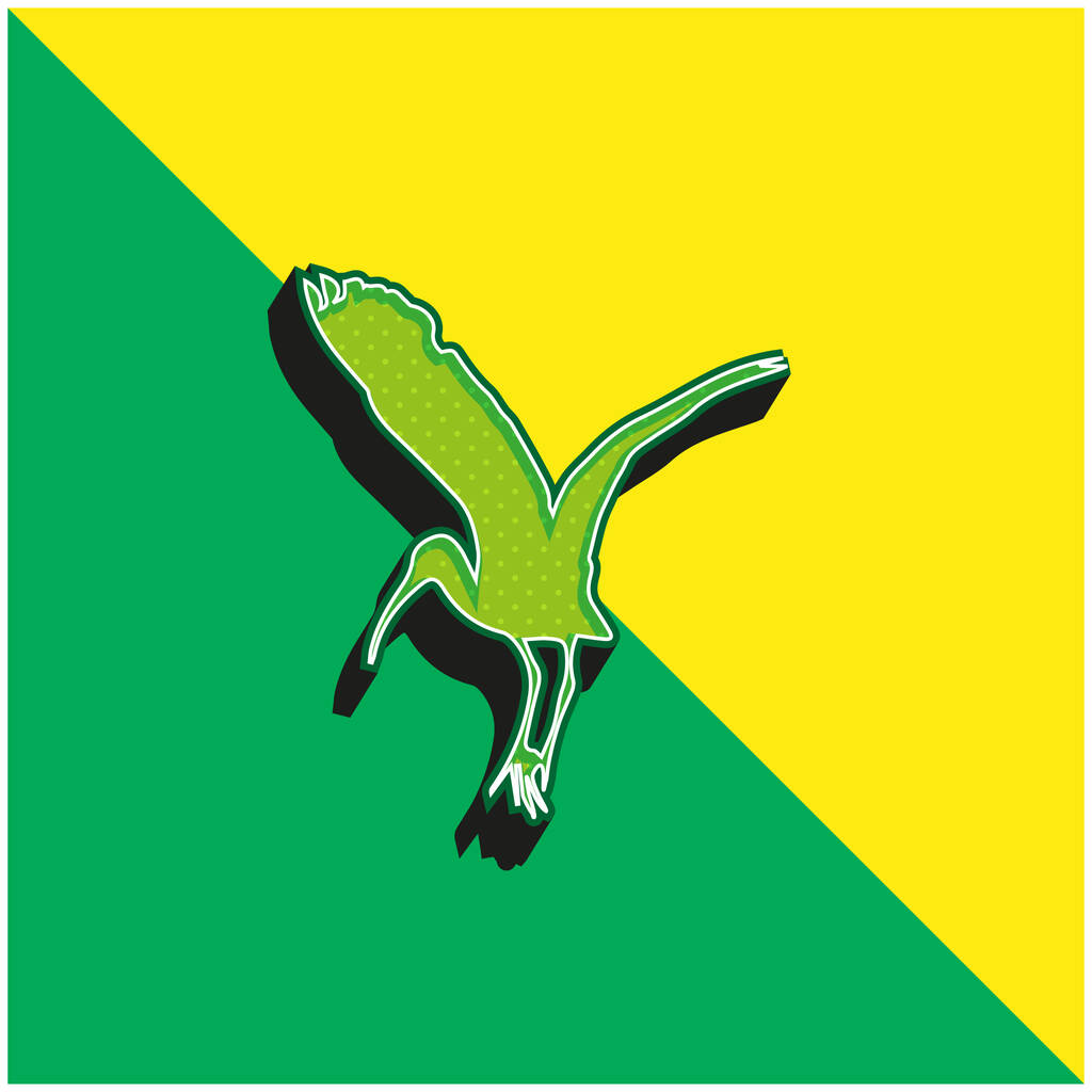 Forma de cegonha pássaro Verde e amarelo moderno logotipo do ícone do vetor 3d - Vetor, Imagem