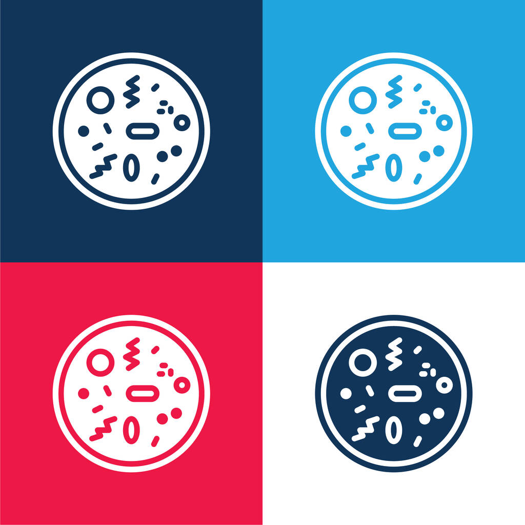 Bakterie modré a červené čtyři barvy minimální ikona nastavena - Vektor, obrázek