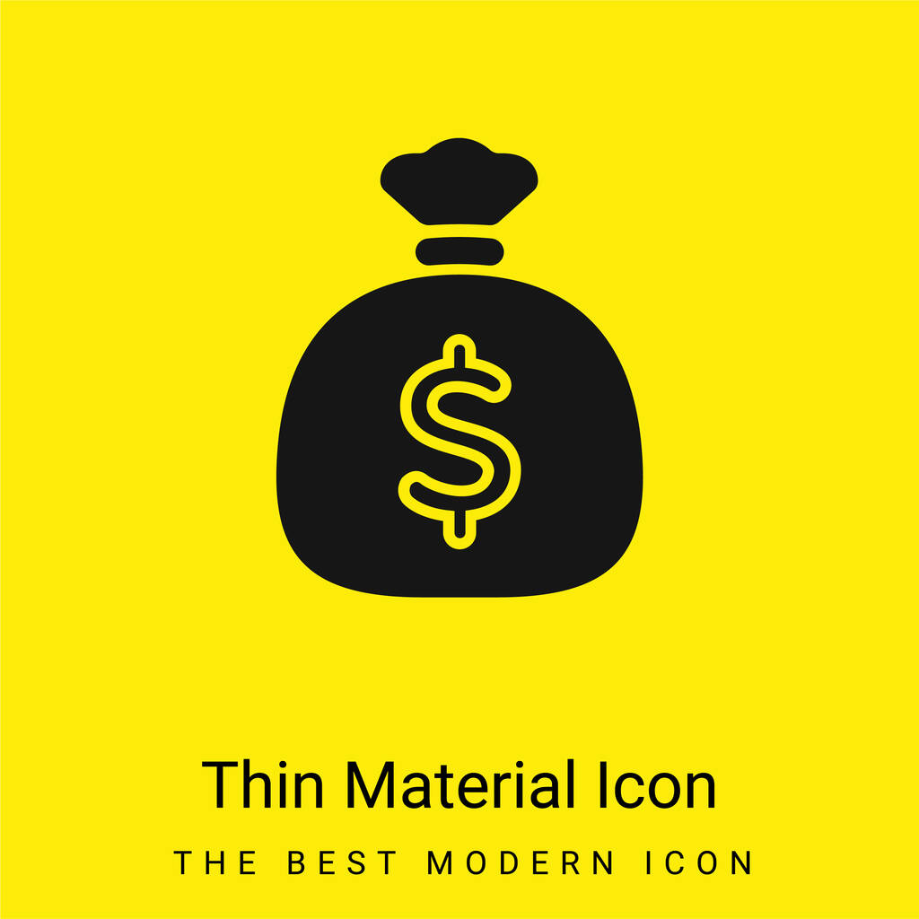 Big Money Bag minimal bright yellow material icon - Vector, Image