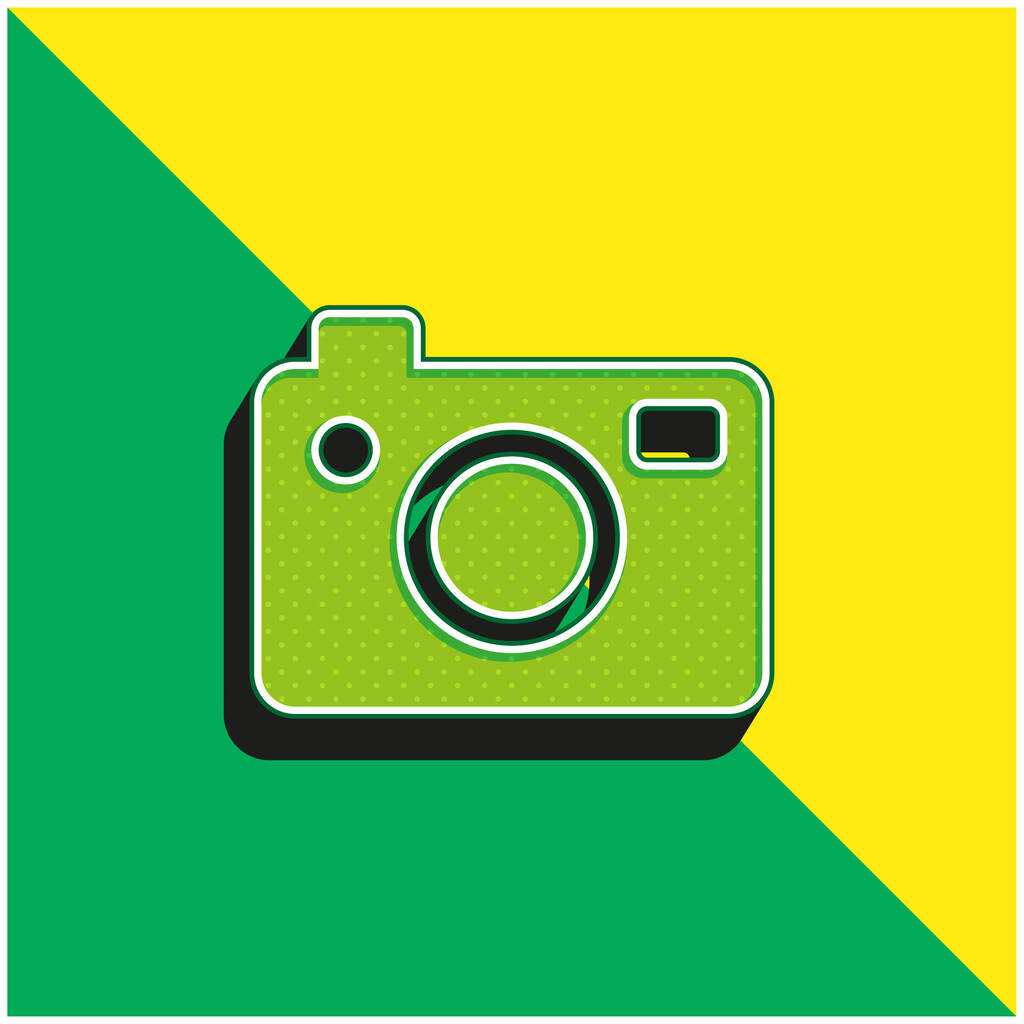 ビッグフォトカメラ緑と黄色の現代的な3Dベクトルアイコンのロゴ - ベクター画像