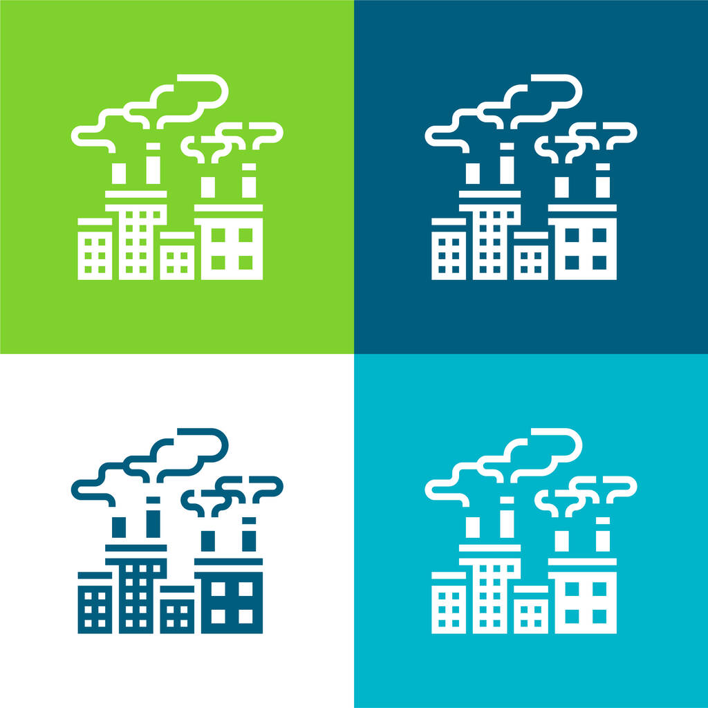 Levegő szennyezés Lapos négy szín minimális ikon készlet - Vektor, kép