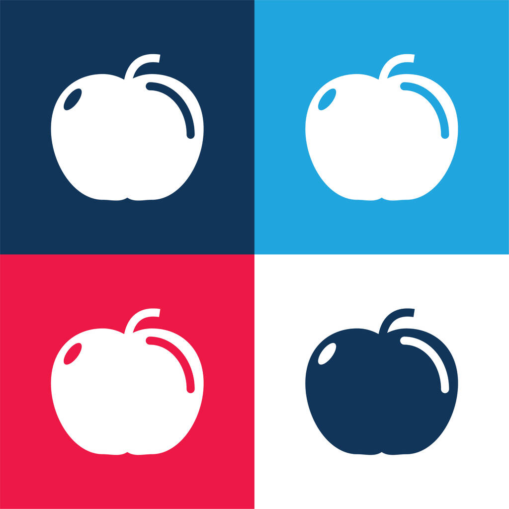 Apple kék és piros négy szín minimális ikon készlet - Vektor, kép