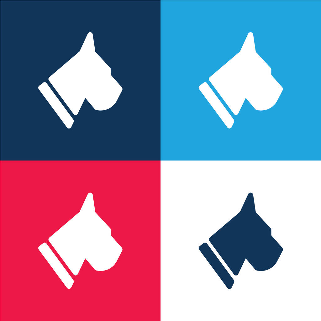 BoxerHead modrá a červená čtyři barvy minimální ikona nastavena - Vektor, obrázek
