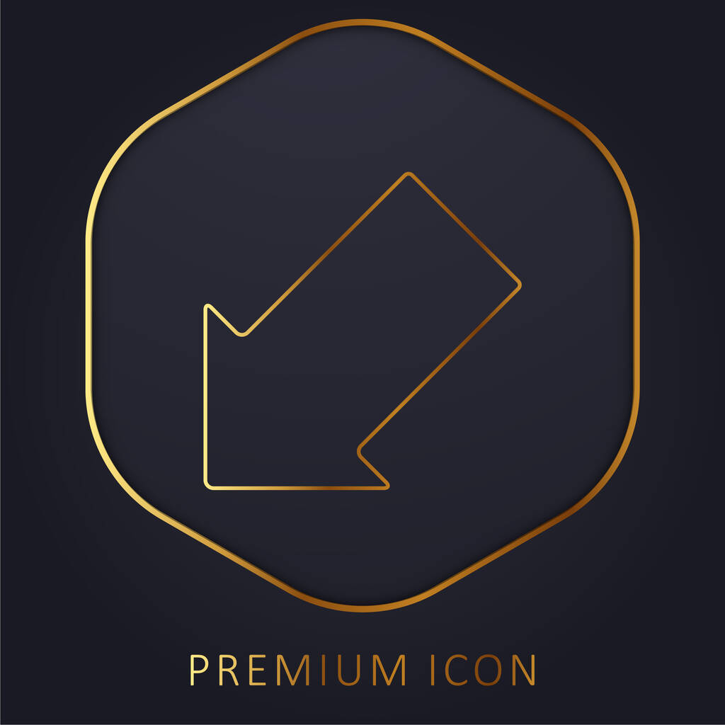 Flèche noire pointant vers le bas à gauche Ligne d'or logo premium ou icône - Vecteur, image