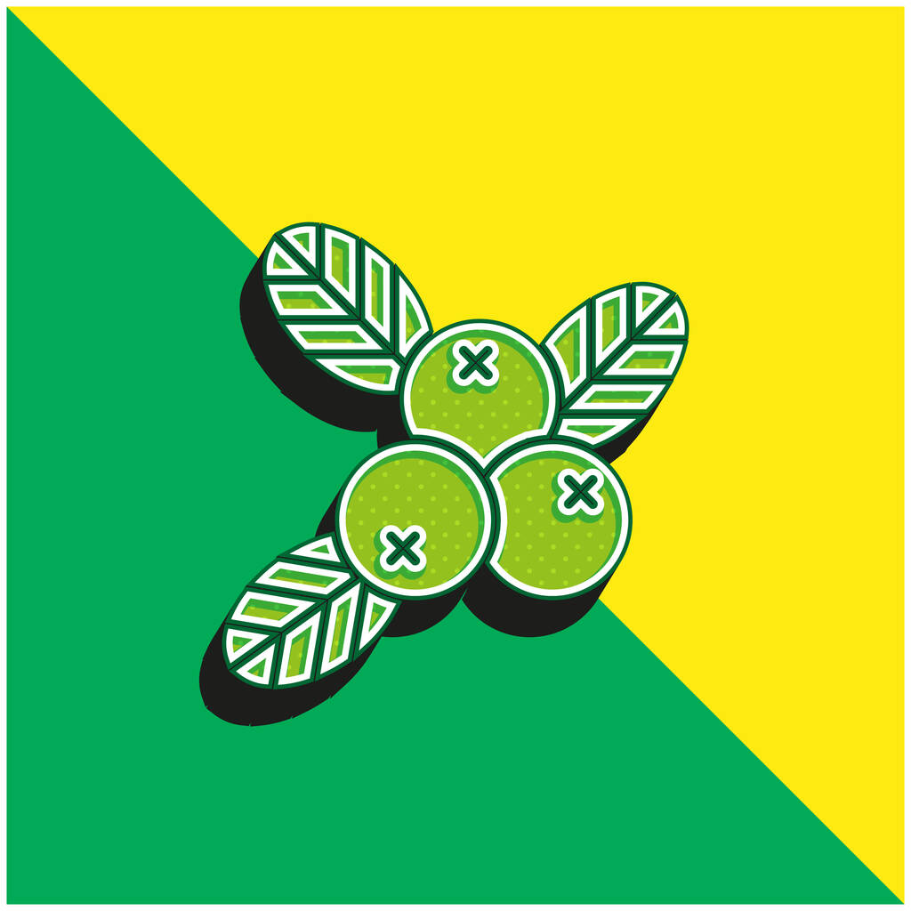 Baies Logo vectoriel 3d moderne vert et jaune - Vecteur, image