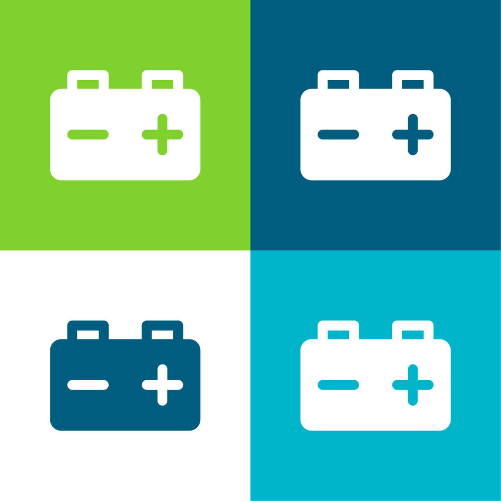 Batteria Set icona minimale a quattro colori piatto - Vettoriali, immagini