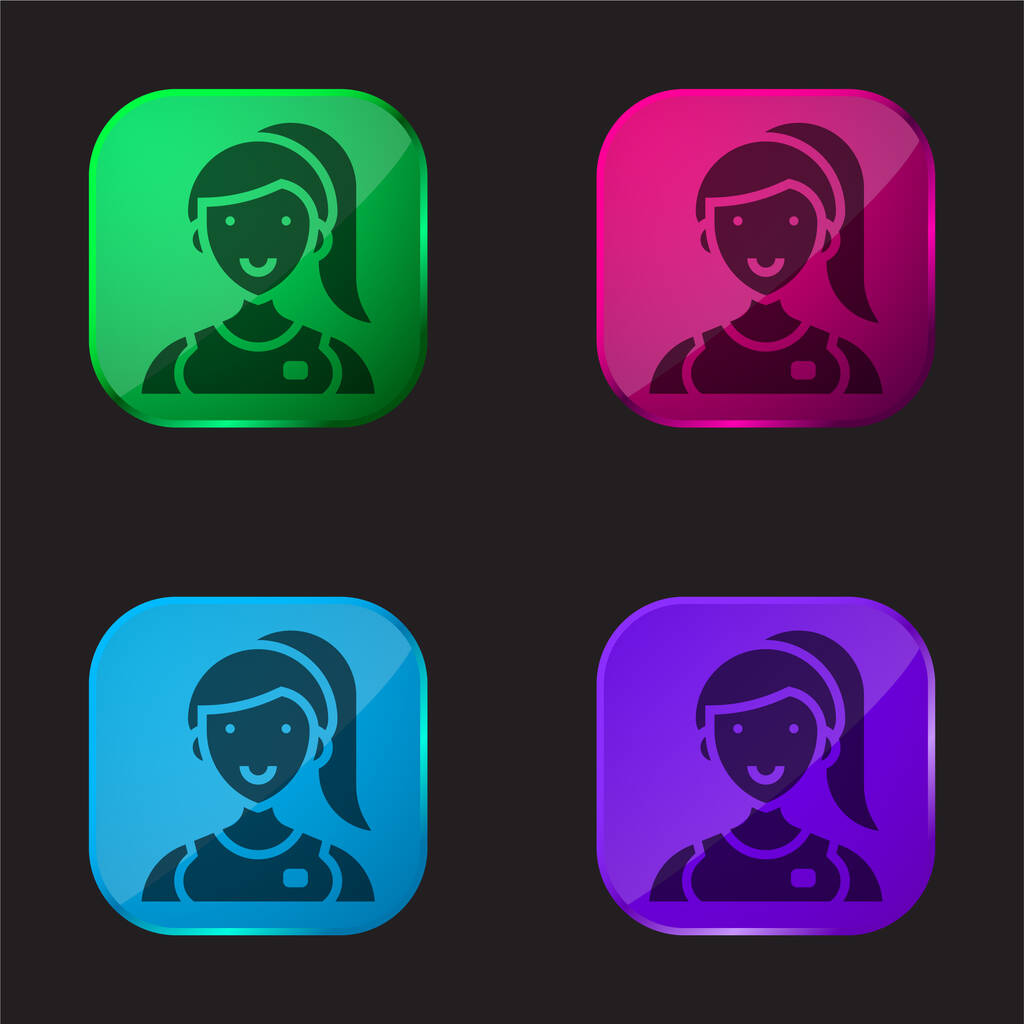 Assistant four color glass button icon - Vector, Image