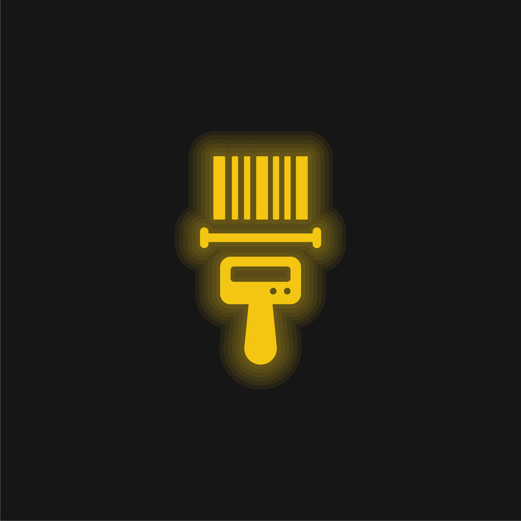 Lecteur de code-barres jaune brillant icône néon - Vecteur, image