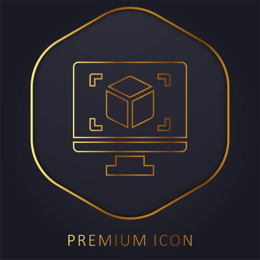 3d exibir logotipo premium linha dourada ou ícone - Vetor, Imagem