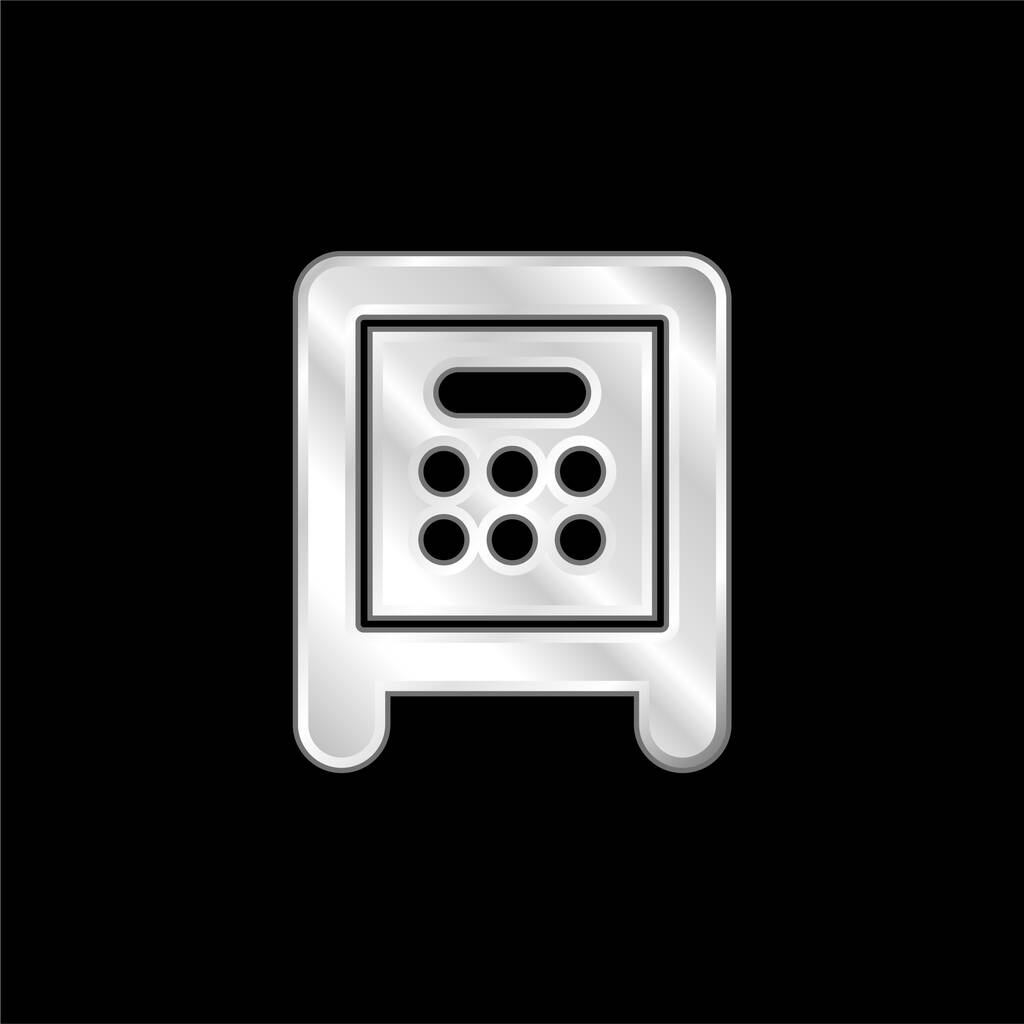 Bankovní trezor postříbřená kovová ikona - Vektor, obrázek