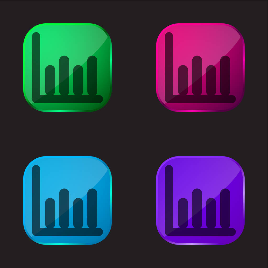 Bars Graphic four color glass button icon - Vector, Image