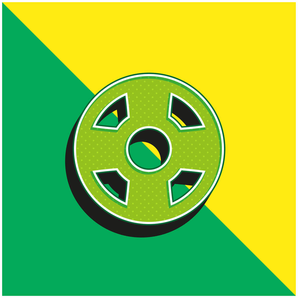 ビーチフロート緑と黄色のモダンな3Dベクトルアイコンのロゴ - ベクター画像