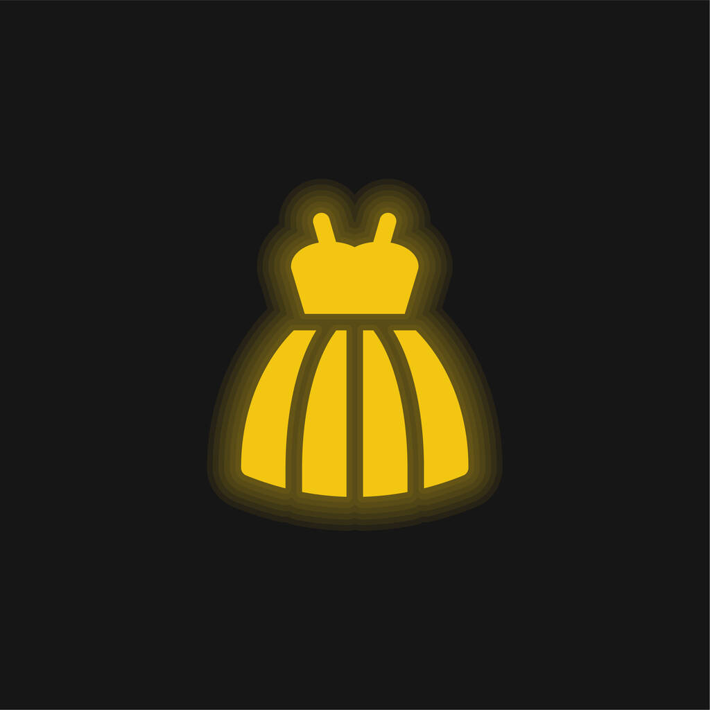 Vestido de novia amarillo brillante icono de neón - Vector, imagen