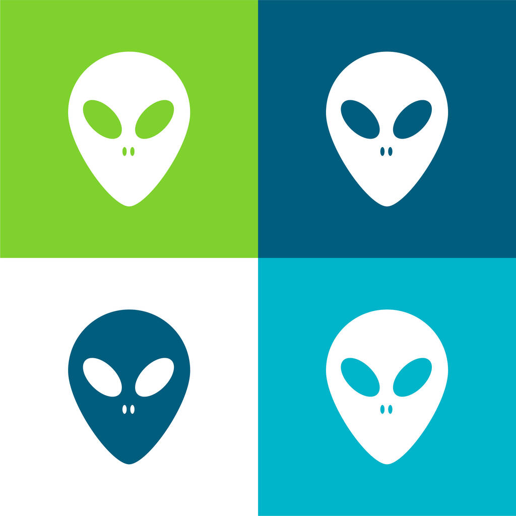 Четырехцветный минимальный набор значков Alien Face - Вектор,изображение