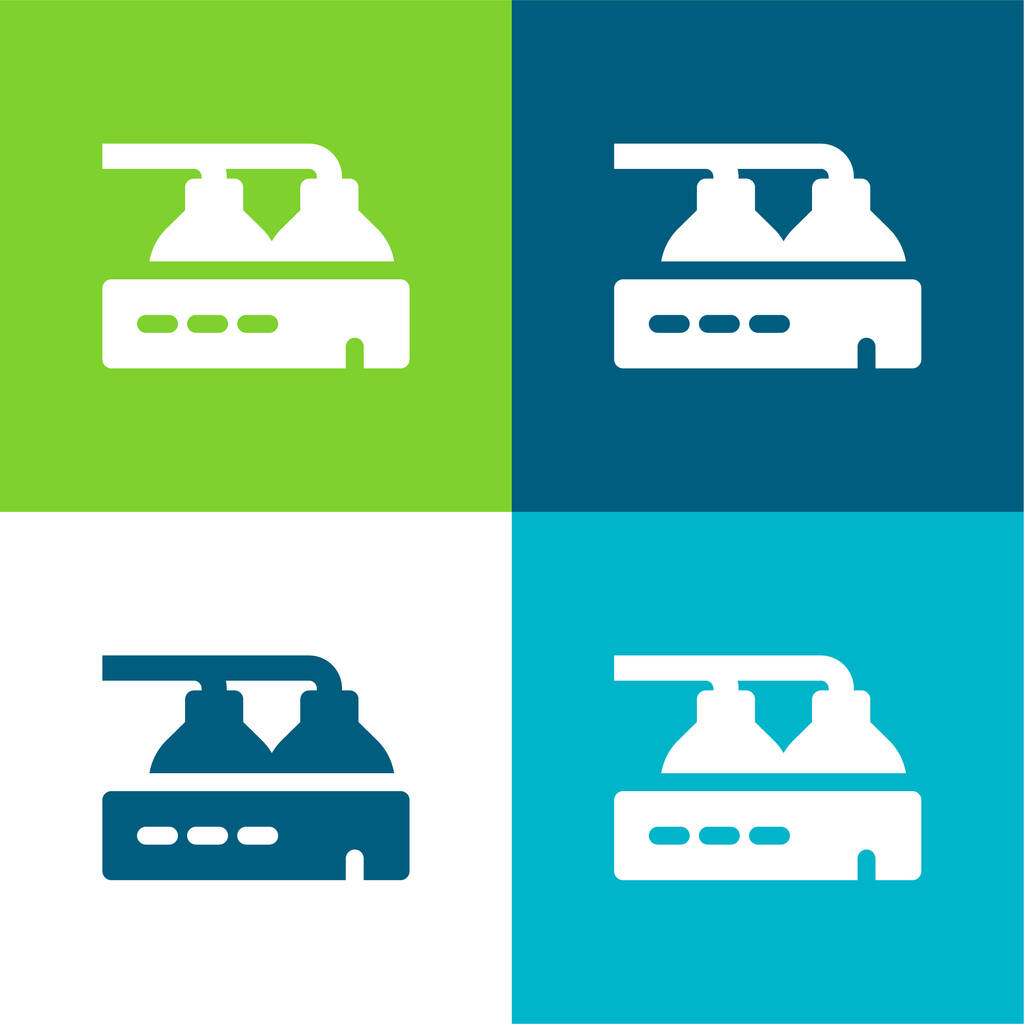 Пивной завод Плоский четырехцветный минимальный набор значков - Вектор,изображение