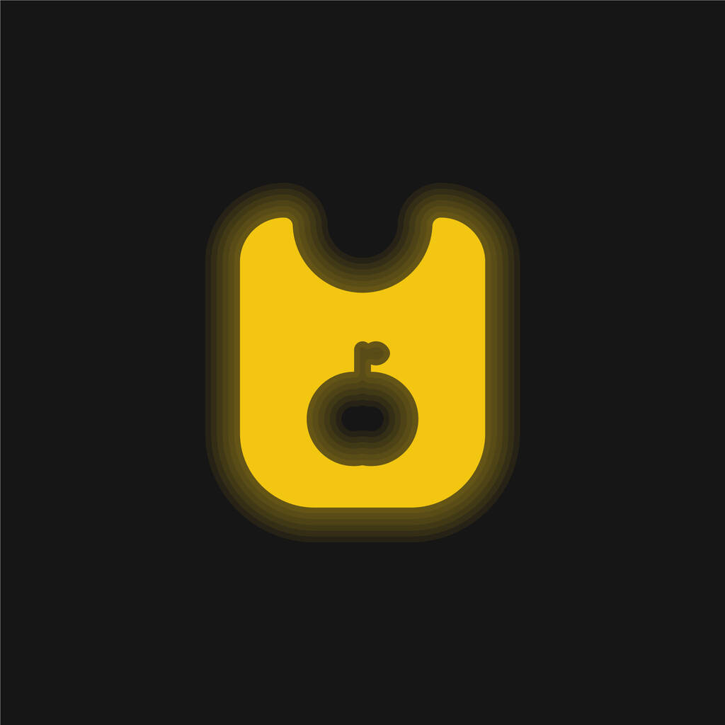 Bib yellow glowing neon icon - Vector, Image