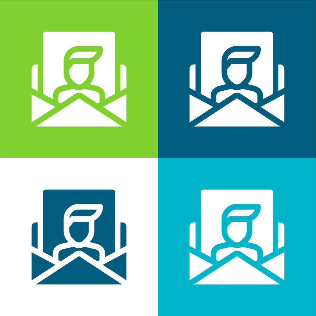 Apply Flat four color minimal icon set - Vector, Image