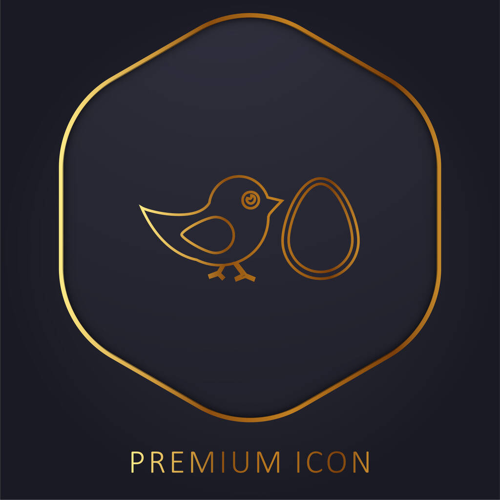 Oiseau et oeuf ligne d'or logo premium ou icône - Vecteur, image
