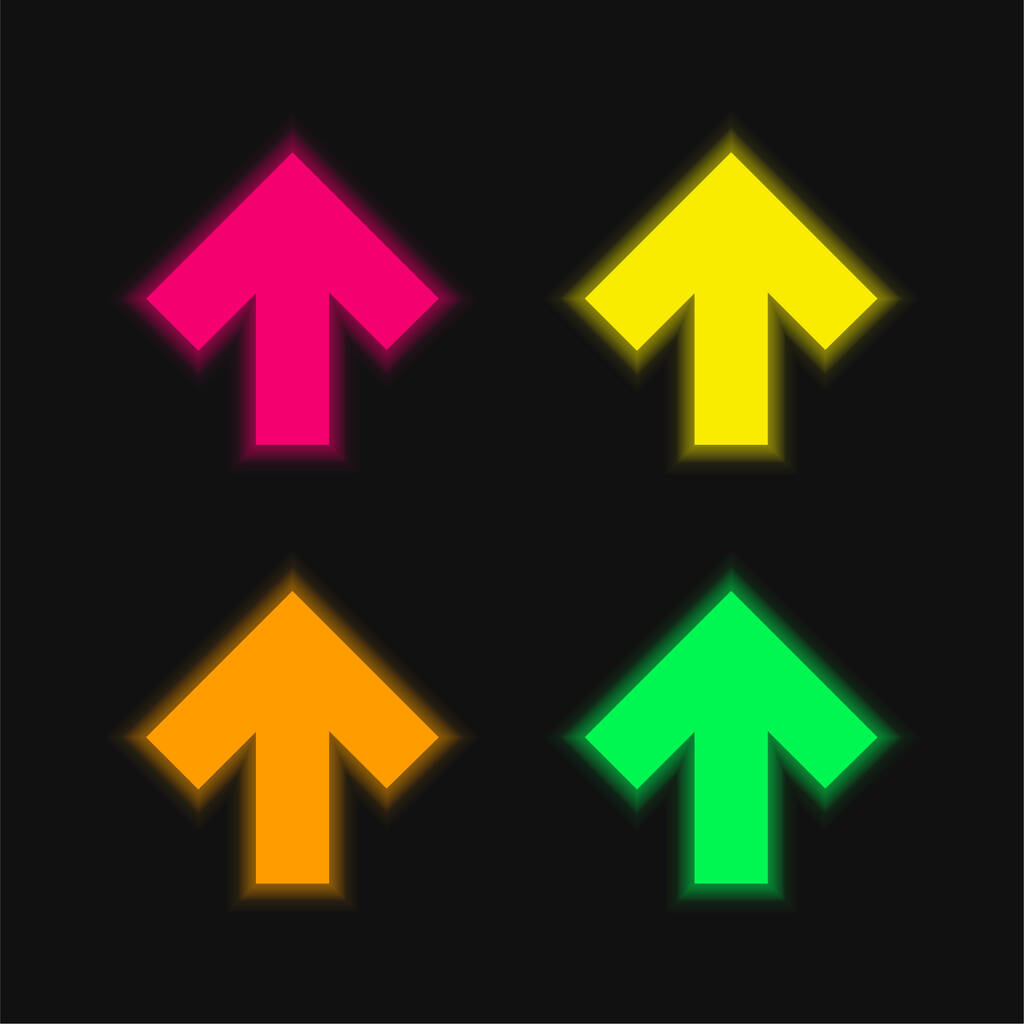Pijl Pointing To Up vier kleuren gloeiende neon vector pictogram - Vector, afbeelding