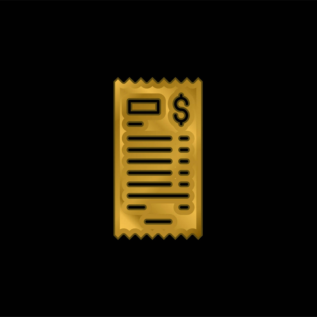 Bill chapado en oro icono metálico o vector de logotipo - Vector, imagen