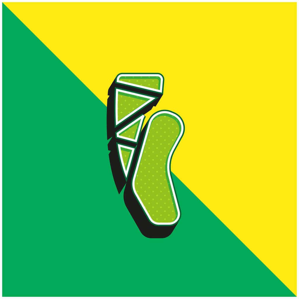 Балет Зеленый и желтый современный 3D логотип векторной иконы - Вектор,изображение