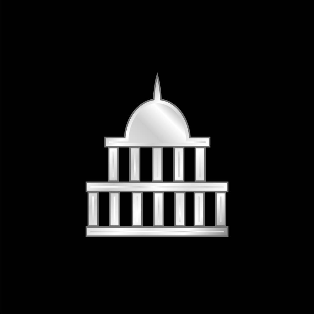 American Government Building silver plated metallic icon - Vector, Image
