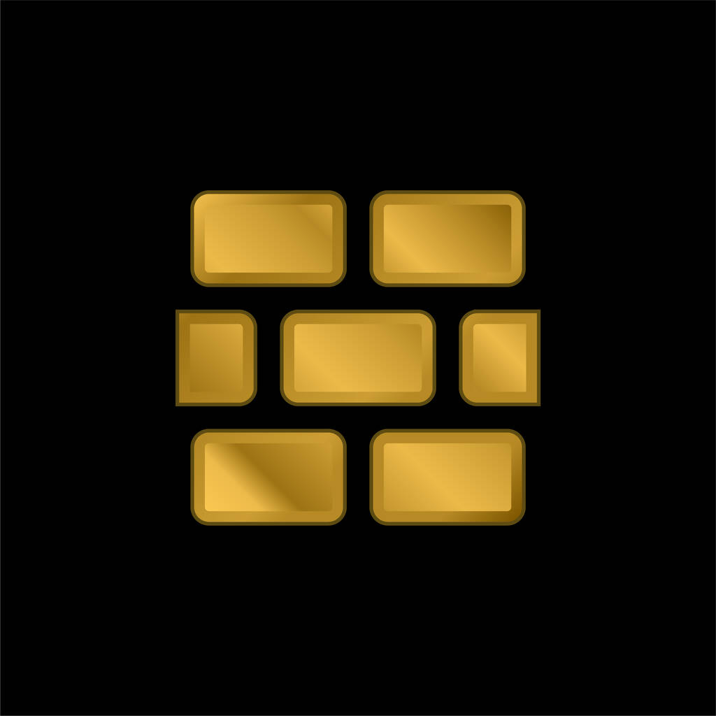 Brickwall chapado en oro icono metálico o logo vector - Vector, imagen