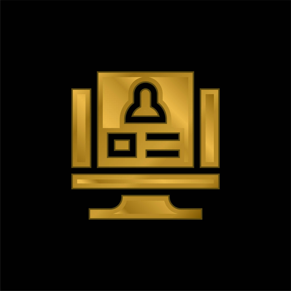 Background Check gold plated metalic icon or logo vector - ベクター画像