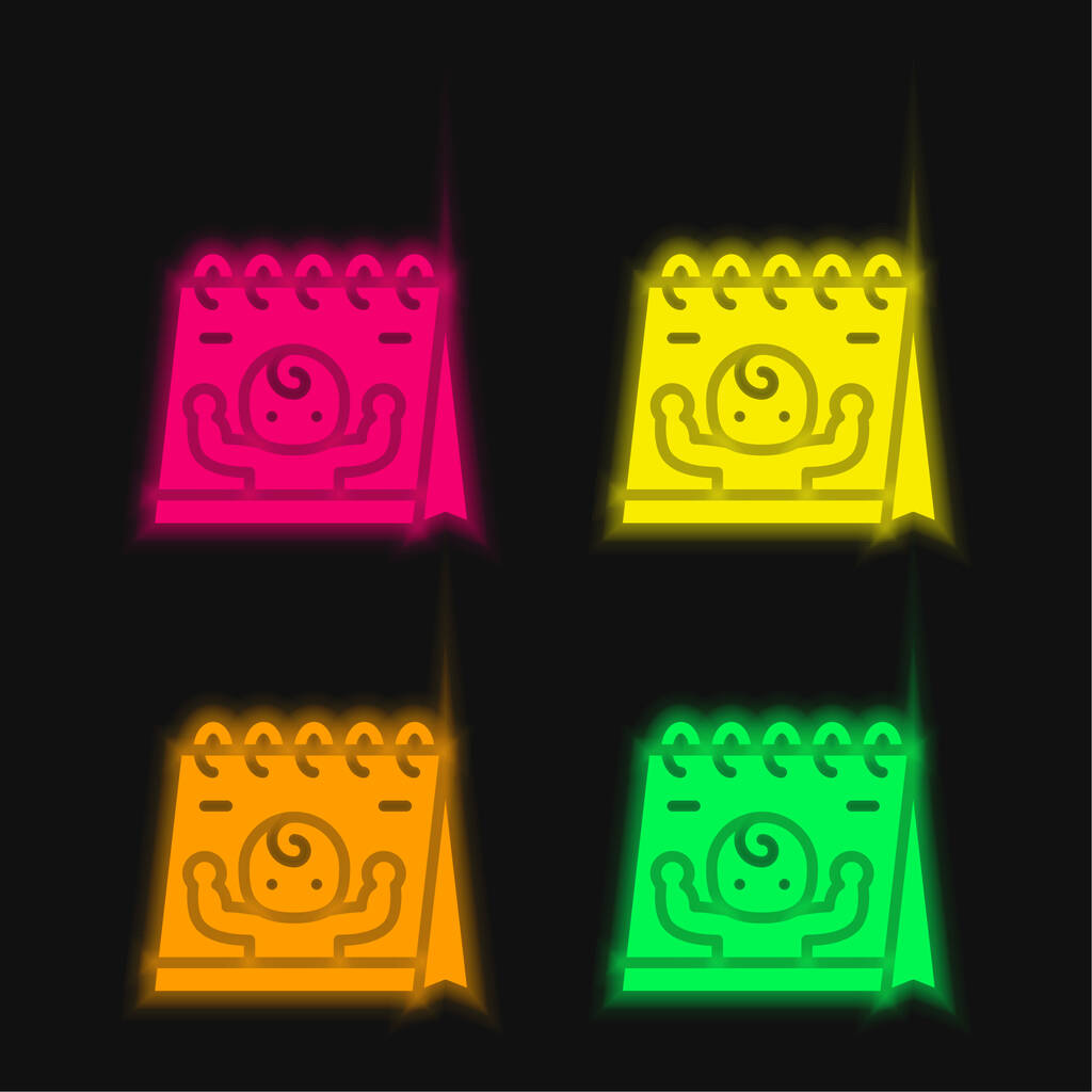 Icône vectorielle néon naissante à quatre couleurs - Vecteur, image