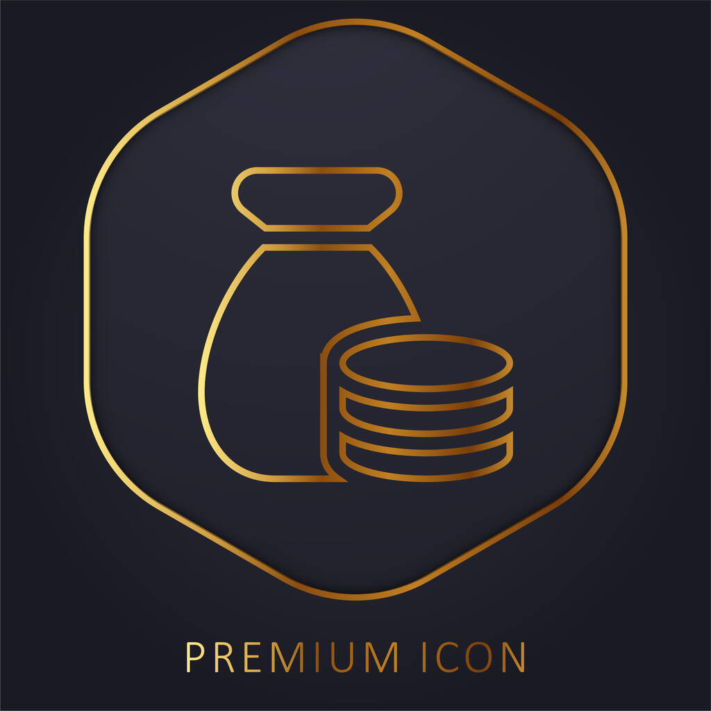 Saco linha dourada logotipo premium ou ícone - Vetor, Imagem