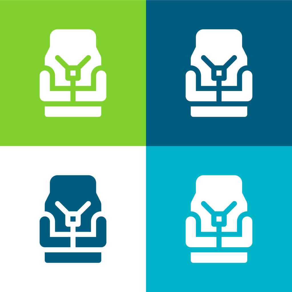 Cadeira de bebê Conjunto de ícones mínimos de quatro cores - Vetor, Imagem