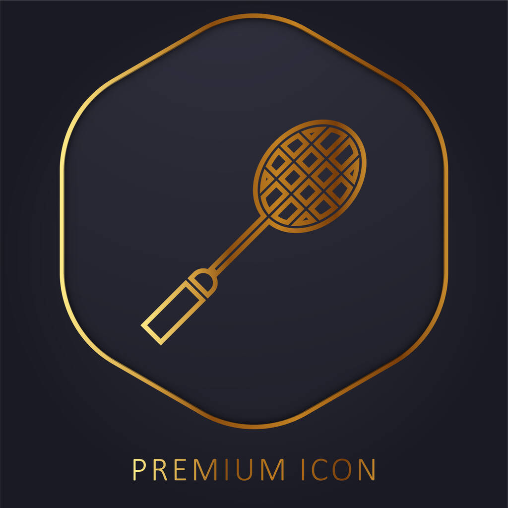 Badminton χρυσό λογότυπο γραμμή πριμοδότηση ή εικονίδιο - Διάνυσμα, εικόνα