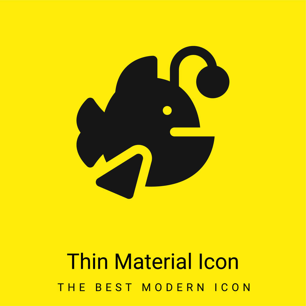 Anglerfish mínimo icono de material amarillo brillante - Vector, Imagen