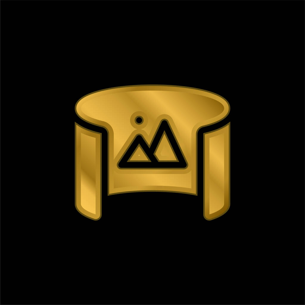 360 Görünüm altın kaplama metalik simge veya logo vektörü - Vektör, Görsel