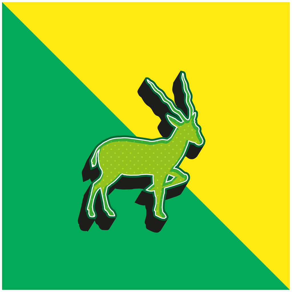 Силуэт Антилопы с видом сбоку Зеленый и желтый современный 3d векторный логотип - Вектор,изображение