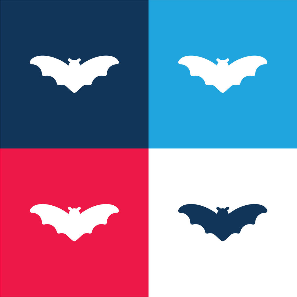 murciélago azul y rojo de cuatro colores mínimo icono conjunto - Vector, imagen