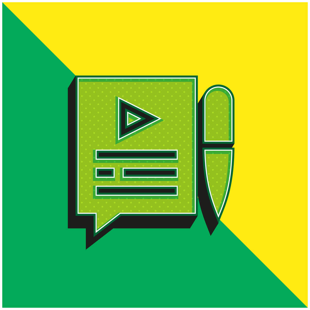 Блог Зеленый и желтый современный 3D логотип векторной иконки - Вектор,изображение