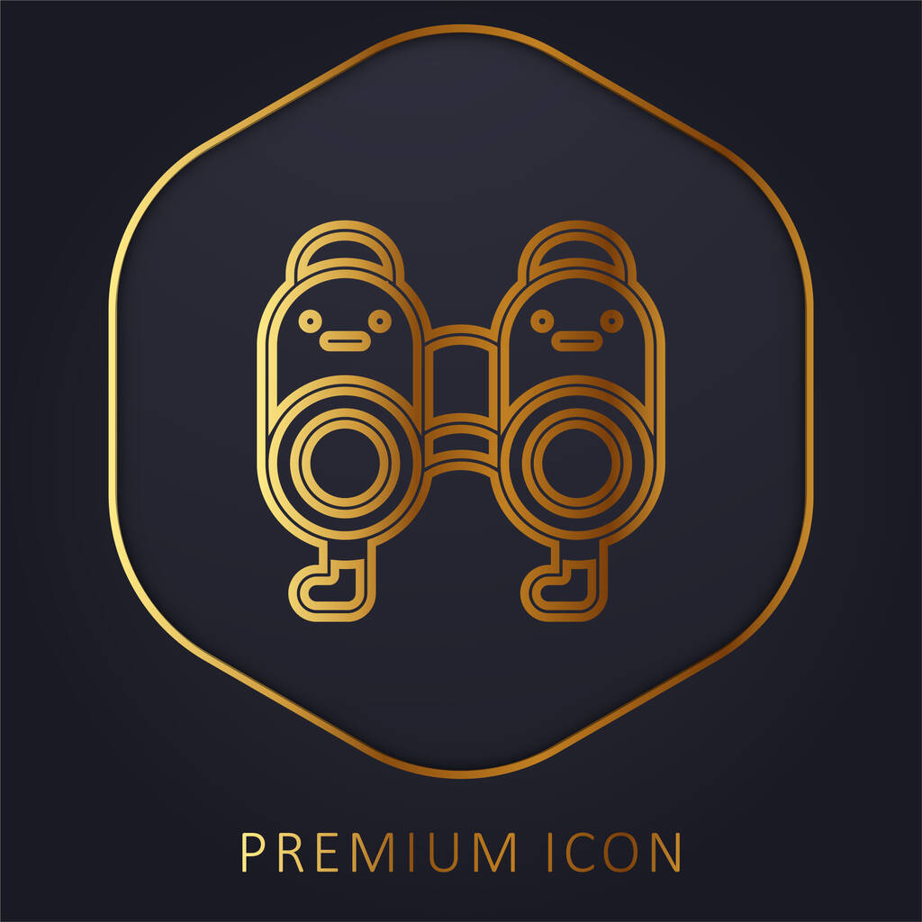 Binóculos linha dourada logotipo premium ou ícone - Vetor, Imagem
