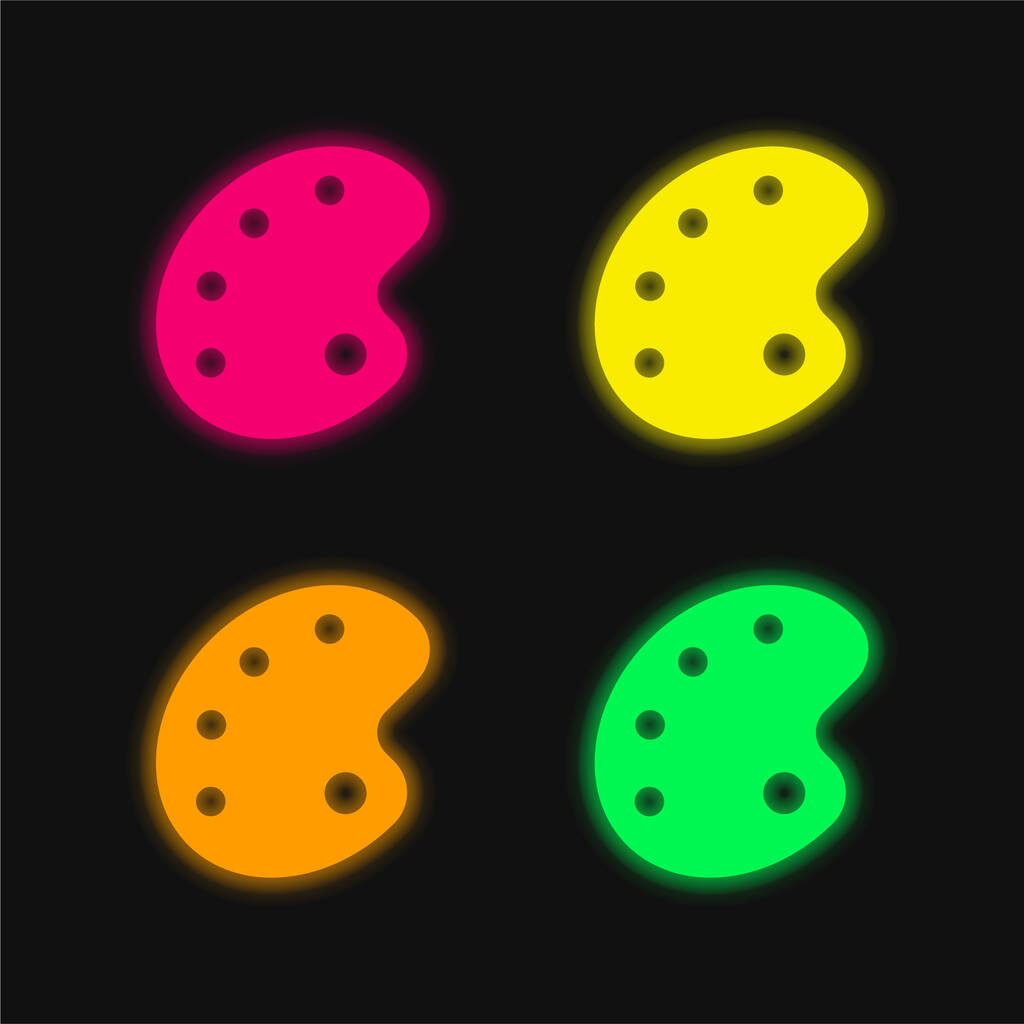 Artist Palette four color glowing neon vector icon - Vector, Image