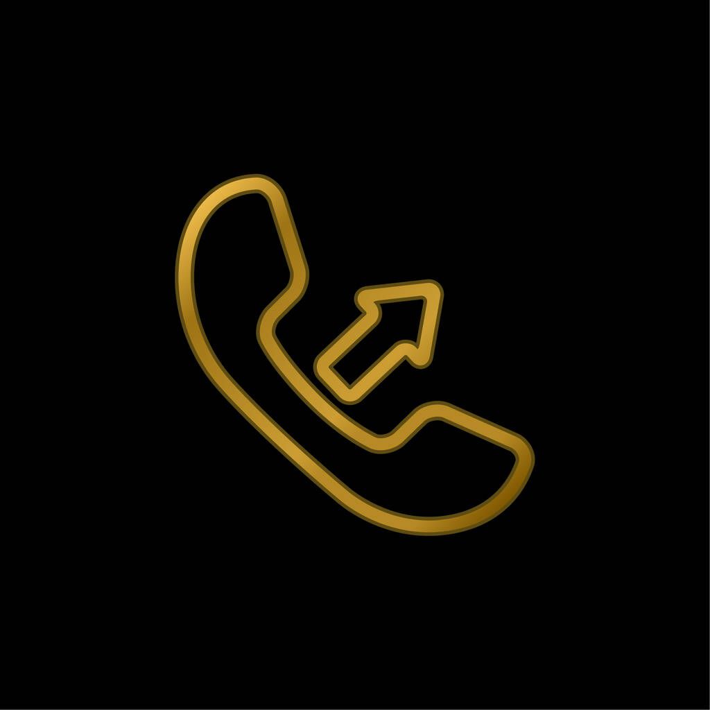 Answer A Call Interface Symbol Of Auricular With An Arrow gold plated metalic icon or logo vector - Vector, Image