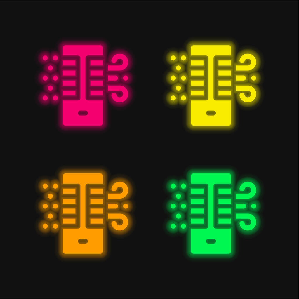Hava Arındırıcı dört renk parlayan neon vektör simgesi - Vektör, Görsel